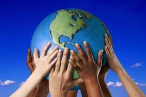 Globe with Hands